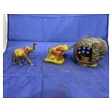 3 pcs. Candle holder, glass elephant