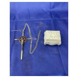 Small Trinket Box & Cross Necklace