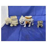 3 Pcs - 2 Elephant Planters & Figurine