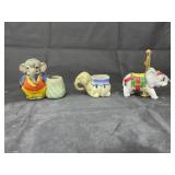 3 pcs. Ceramic Elephant Jewelry Holders