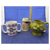 3 Pcs - Mustache Mug - Stein - 2 Handled Mug