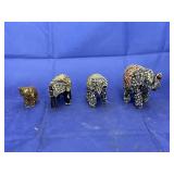 4 pcs. of beaded elephant figurines
