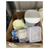 Box of Plastic Storage Containers