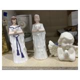 3 Pcs - Ceramic Angel & Lady Figurines