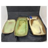 3 Pc - Frankoma Pottery Serving Trays