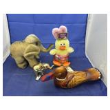 4 pcs. Painted Wood Duck & Easter Plush Toy