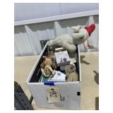 Box of assorted elephant toys, tea lights