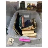 Plastic Bin w/Assorted Books