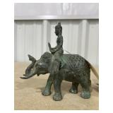 Metal Elephant/Asian Person Figurine