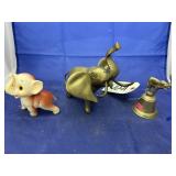 3 pcs. Brass Elephant, Plastic elephant, & bell