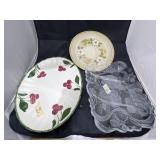 3 Pcs - 2 Serving Platters & Stoneware Plate