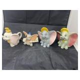 4 Pcs - Elephant Figurines - 2 are Disney