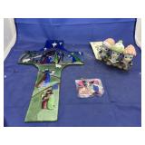 3 pcs. Glass cross butterfly pins & More