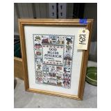 Cross stitch framed wall art