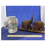 2 Pc Elephants - Asian Wooden Dï¿½cor & Planter