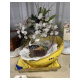 Pile of Assorted Serving Dishes - Faux Flowers