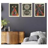 3 Pc. Canvas Wall Art, 16x24' Each, Retro Hippie