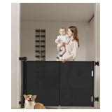 50 Inch Retractable Baby Gate, 34' Tall, Black, D