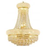 12 Light Chandelier in Gold Finish, Empire Crystal