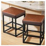 Counter Height Square Bar Stools, Set of 2, Faux L