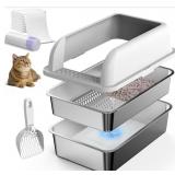 Sifting Kitty Litter Pan with High Side Open Top,