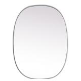 Metal Frame Oval Mirror, Modern, 27x36', Silver