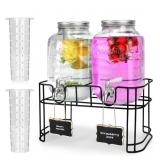 Double 1 Gallon Drink Dispenser with Stand - Black