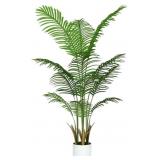 Artificial Palm Tree, 4 Ft with White Pot, 9 Trunk