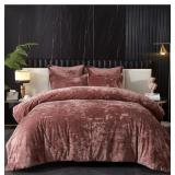 Ivellow Crushed Velvet Comforter Set, Queen 5 Piec