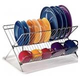 Foldable Dish Drainer, 2 Tier Black Metal Wire, Si