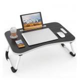 Folding Lap Desk, 23' Black Wood Grain, White Fra