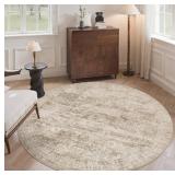 5' Indoor Brown Round Area Rug, Vintage Area R