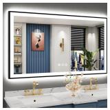 Black Frame LED Bathroom Mirror - Backlit and Fron
