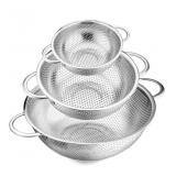 2 Count, (1) E-far Stainless Steel Colander Set, 1