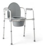 Medline 3-in-1 Steel Bedside Commode- Standard Sea