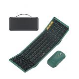 ProtoArc Foldable Keyboard and Mouse, Green, Black