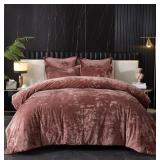 Ivellow Crushed Velvet Comforter Set, Queen 5 Piec