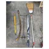 6 pcs. Broom, umbrella, walking stick & more