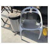 Plastic Lawn Chair & stainless steel trash bin