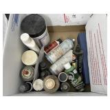 Box of powders, sprays, solvent, gun supplies