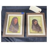 2 Native American paintings on canvas AS IS