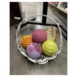 Decorative metal basket w/ balls