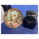 European Coffee Canister, Decorative Plate