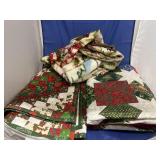 3 pc. Christmas blankets & 2 Lap Quilts