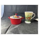 Pioneer Woman sugar dish w/lid & coffee cup