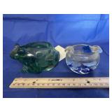 Glass Ash Tray & Glass Frog Candle Holder