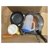 Box of asstd. Cookware & pitcher