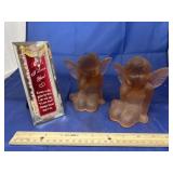 2 glass angel figurines & dï¿½cor