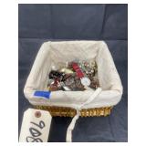 Woven Basket w/asstd. Jewelry & watches
