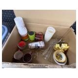 Asstd. Plastic tumblers, Pioneer woman bowl